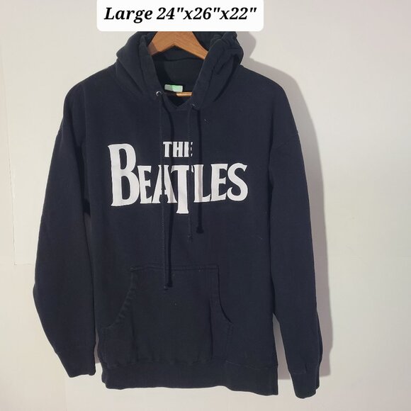 Vtg Y2K 2005 The Beatles Officially Licensed Black Large Pullover Hoodie - Picture 1 of 5